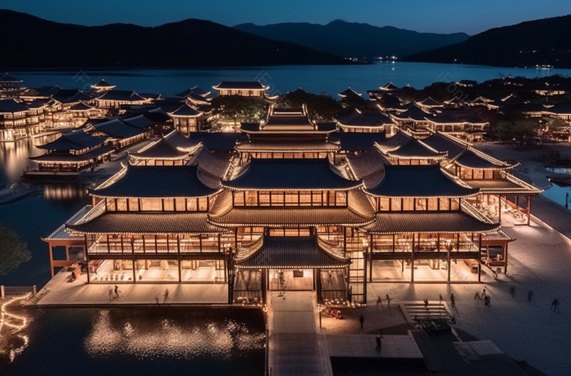 中国风古城建筑明亮街景,高清,摄影图,摄影图片,图片大全,摄影图免费下载